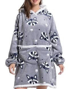 CNTSFS Übergroße Hoodie Sweatshirt Decke Sweatshirt super weiche gemütliche warme komfortable Riesen-Hoodie Geeignet Kapuzenpullover für Erwachsene Männer Frauen(Waschbär) von CNTSFS