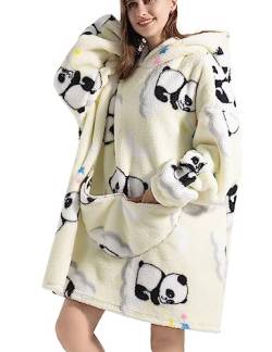 CNTSFS Übergroße Hoodie Sweatshirt mit Taschen und Kapuze Oversized Blanket Hoodie Kapuzenpullover TV Decke Herren Damen Weißer Panda von CNTSFS