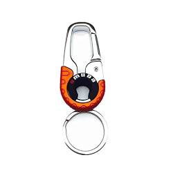 Schlüsselanhänger mit 2 Metall-Schlüsselringen, Edelstahl, strapazierfähig, Auto-Schlüsselanhänger, Kettenclips mit abnehmbarem Schlüsselanhänger für Herren, rot, Medium von CNZON