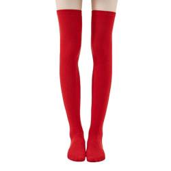 COACOM 1 Paar Overknee-Socken, Damen, Lässige Hohe Socken, Warme Strümpfe, Elastische Damen-Overknee-Socken, Kniehohe Stiefelsocken, Kniestrümpfe, Damen-Mädchen-Kniestrümpfe (Rot) von COACOM