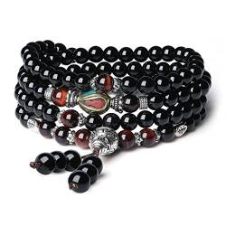 COAI 108 6mm Onyx Tigerauge/Rotes Tigerauge Nepalesische Perlen Tibetisches Wickelarmband Halskette für Damen/Herren von COAI