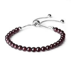 COAI Geschenkideen Damen 925 Sterling Silber Glücksarmband Slider Bracelet aus Granat Kristall Armband von COAI