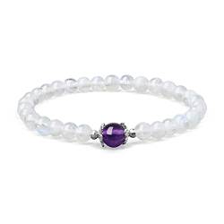 COAI Geschenkideen Damen Glücksarmband aus Mondstein und Amethyst Reikiarmband von Einfachem Stil von COAI