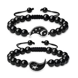 COAI Geschenkideen Distanz Armbänder aus Obsidian mit Sonne und Mond Charm von COAI