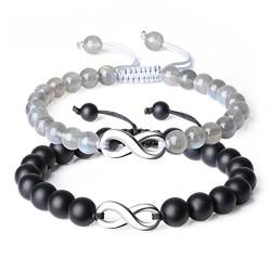 COAI Geschenkideen Edelstein Onyx Labradorit Infinity Charm EIN Paar Freundschaftsarmbänder Partner Armbänder für Sie und Ihn von COAI