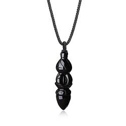 COAI Geschenkideen Herren Buddhismus Amulett Halskette mit Dorje Anhänger Gebetsanhänger Dorje Phurba aus Obsidian von COAI