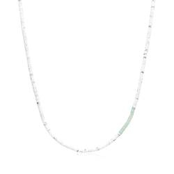 COAI Geschenkideen Herren Heishi Perlen Surfer Halskette aus Grünem Aventurin und Howlith 50cm von COAI