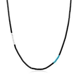 COAI Geschenkideen Herren Heishi Perlen Surfer Halskette aus Onyx Howlith und Türkis von COAI