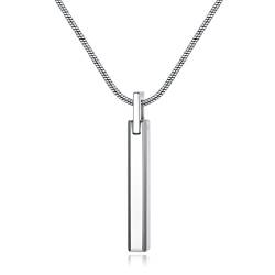 COAI Geschenkideen Herren Lange Halskette aus Wolfram Stahl Bar Necklace Rechteck Anhänger 50cm von COAI