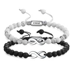 COAI Geschenkideen Kristall Armbänder aus Mattem Onyx und Howlith mit Infinity Charm Ein Paar Partner Armbänder von COAI