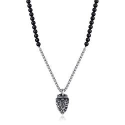 COAI Geschenkideen Matter Onyx Perle Kette mit Retro Pfeilspitze Herren Halskette Anhänger aus Edelstahl von COAI