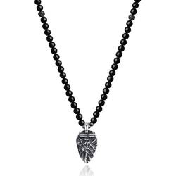 COAI Geschenkideen Obsidian Kette Herren Halskette mit Pfeilspitze Retro Pfeil Anhänger aus Edelstahl von COAI