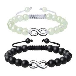 COAI Geschenkideen Prehnit und Matter Onyx mit Infinity Charm EIN Paar Paare Armbänder von COAI