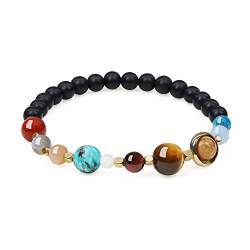 COAI Geschenkideen Solar System Armband Galaxie Armband aus Matt Onyx und Edelsteine in Größe S von COAI