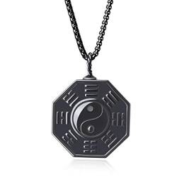 COAI Geschenkideen Taoismus Amulett Halskette mit Taichi Yin Yang Ba Gua Anhänger aus Obsidian von COAI