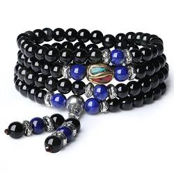 COAI Geschenkideen Unisex 108 Mala Armband aus Obsidian und Lapislazuli Wickelarmband Gebetskette von COAI