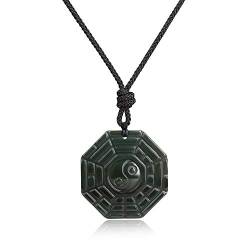 COAI Geschenkideen Unisex Chinesisches Taoismus Amulett Halskette mit Taichi Yin und Yang Bagua Anhänger aus Obsidian Verstellbar von COAI