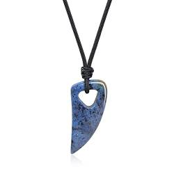 COAI Geschenkideen Unisex Wolfszahn Anhänger aus Afrikanischem Blauen Stein Viking Halskette von COAI