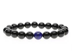 COAI Herren Armband aus 10mm Lapislazuli Schörl Schwarzer Turmalin vom Einfachen Stil von COAI