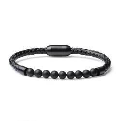 COAI Leder Herren armband mit Matten Onyx Perlen S von COAI