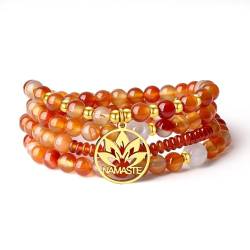 COAI Orange Achat Naturstein 108 Malakette Perlen Buddhist Yoga Armband von COAI