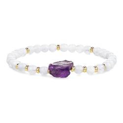 COAI Perlenarmband Damen: Mondstein und Amethyst – Naturschönheit im Einklang mit Eleganz S von COAI