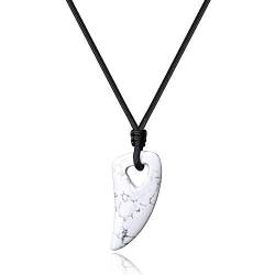 COAI Unisex Geschenkideen Wolfszahn Anhänger aus Howlith Amulett Halskette von COAI