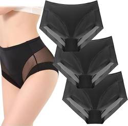 COALHO High Waist Ice Silk Seamless Shaping Panties, Butt Lifting Underwear for Women Seamless, High Waist Seamless Shaping Briefs (Black+Black+Black,M) von COALHO