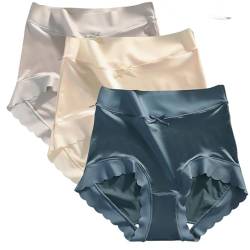 COALHO Premium Satin Ice Silk Moisture-Absorbing Panties, Women's Seamless High Waist Tummy Control Shapewear Shaping Briefs (D,XL) von COALHO