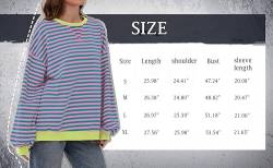 Women Striped Color Block Oversized Sweatshirt Crew Neck Long Sleeve Shirt Pullover Top Casual Loose fit Sweater (Black and White,L) von COALHO