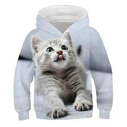 COAOBO Kinder Hoodie 3D Druck，4-14 Jahre Kinder Sweatershirt Winter Nettes Tier Katze Kleidung Mädchen Warme Tops Pullover Herbstmantel Für Jungen Kid-130Cm von COAOBO