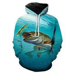 COAOBO Kinder Hoodie 3D Druck，Jungen Teen Fisch 3D-Druck Grafik Sweatshirts Langarm Pullover Hoodies Mit Tasche-130Cm von COAOBO