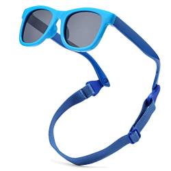COASION Baby Kinder Polarisierte Sonnenbrille UV400 Schutz Silikon Rahmen mit Sonnenbrille für Baby 0-24 (C4* Babyblau/Grau) von COASION