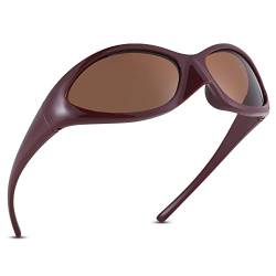 COASION Herren Polarisierte Sonnenbrille Y2k Men Vintage Sport uv400 Brille Futuristische Sonnenbrille（A93 Braun/Braun） von COASION