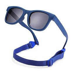 COASION Kinder Sonnenbrille Polarisierte Uv Schutz Gummi Sonnenbrille Baby Alter 1-3 (C3* Dunkelblau/Grau) von COASION