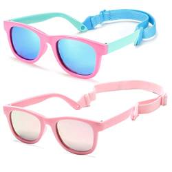COASION Kinder Sonnenbrille Polarisierte Uv Schutz Gummi Sonnenbrille Baby Alter 1-3 (C8* Rosa-grün/blauer Spiegel + rosa/rosa Spiegel) von COASION