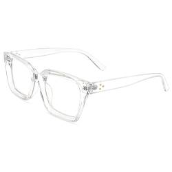 COASION Mode Quadratisch Brille Ohne Stärke Damen Gaming Computerbrille Fake Geld Brille Damen Herren (Transparent) von COASION