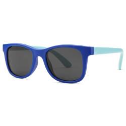 COASION Polarisiert Kinder Sonnenbrille Silikonrahmen UV400 Schutz für 4–12 Jahren Jungen MäDchen-Blau/Grau von COASION