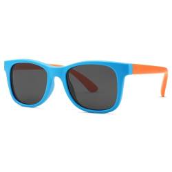 COASION Polarisiert Kinder Sonnenbrille Silikonrahmen UV400 Schutz für 4–12 Jahren Jungen MäDchen-Blau Gelb/Grau von COASION
