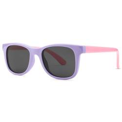 COASION Polarisiert Kinder Sonnenbrille Silikonrahmen UV400 Schutz für 4–12 Jahren Jungen MäDchen-Lila Rosa/Grau von COASION