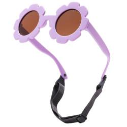 COASION Polarisierte Baby Sonnenbrille Blume mit Riemen UV400 Schutz für baby 0-24 Monate-Lila/Braun von COASION