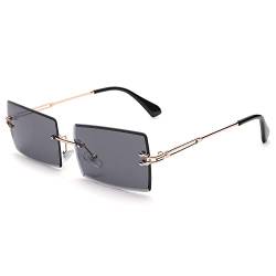 COASION Retro Rahmenlose Sonnenbrille für Damen Herren Rechteck Vintage Schnelle Brille Rave Mode Durchsichtige Sunglasses von COASION