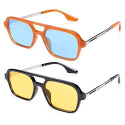 COASION Vintage Pilotenbrille Sonnenbrille Herren Damen Metall-Design für UV400 Schutz Retro 70er Fliegerbrille Sonnenbrillen von COASION