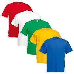 5er Pack T-Shirt Valueweight T - Farbe: 1x White 1x Royal 1x Sunflower 1x Red 1x Kelly Green - Größe: M von COATS