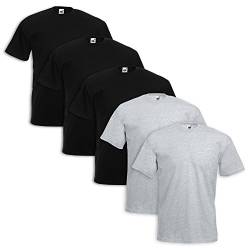5er Pack T-Shirt Valueweight T - Farbe: 3x Black 2x Heather Grey - Größe: L von COATS