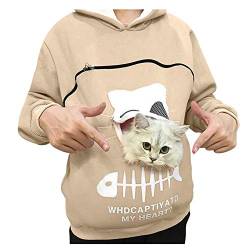 COCOCO Sweatshirt Kangaroo Cat Lovers Hoodies New Kangaroo Dog Pet Paw Dropshipping Pullover Kuscheltasche Sweatshirt Tasche Tierohr Kapuze-Beige_XL von COCOCO