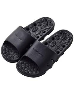 Herren/Damen Badelatschen Dusch-& Badeschuhe Schlappen mit Massage Punkt Sandalen Hausschuhe Slides Flip Flops Sommer Slippers Leicht Soft Indoor Rutschfest Home Unisex Einfarbig,Schwarz,42/43 EU von COCOHOME