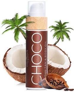 COCOSOLIS CHOCO Bräunungsbeschleuniger – Bio-Bräunungsöl mit Vitamin E & Duft nach Schokolade für schnelle intensive Bräune – Bräunungsverstärker für satte Bräune - pflegende Bodylotion von COCOSOLIS