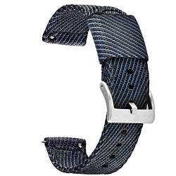 CODFIEDY 22 mm Twill Weave Nylon Uhrenarmband für Herren für Damen Premium Nylon Uhrenarmbänder mit gebürsteter Edelstahl-Schnalle, blau von CODFIEDY