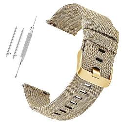 CODFIEDY Canvas Quick Release Watch Straps 18mm 20mm 22mm 24mm Nylon Watchband for Men Sturdy Breathable Replacement Watch Band for Women, Khaki-Goldschnalle, 20 mm, Klassisch von CODFIEDY